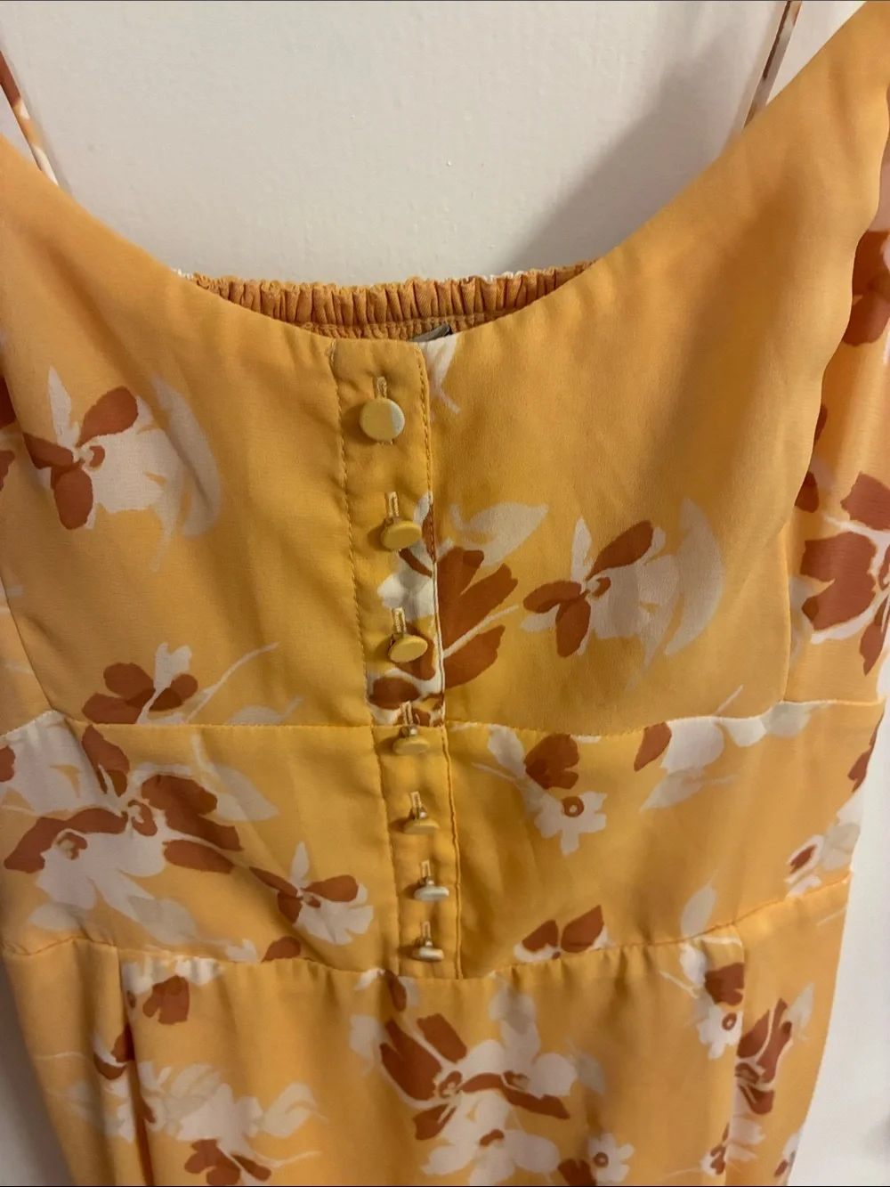 Abercrombie & Fitch Yellow Floral Adjustable Thin Straps Maxi Dress Sz S